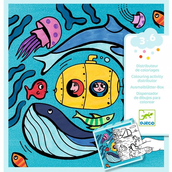 Djeco Art and craft Small gifts for little ones - Colouring Coloring dispenser, Ocean Educational toys