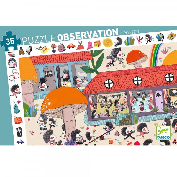 Djeco Puzzles - Observation puzzles The hedgehog school - FSC MIX Educational toys