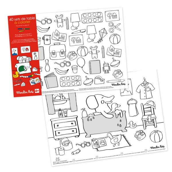 Set of 40 coloring placemats with activities, Les Popipop Educational toys