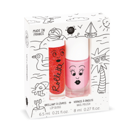 NAILMATIC KIDS  Σετ Lip gloss+βερνίκι νυχιών Holidays (Fraise-Cookie), Set, nailmatic kids, nail polish for kids, 