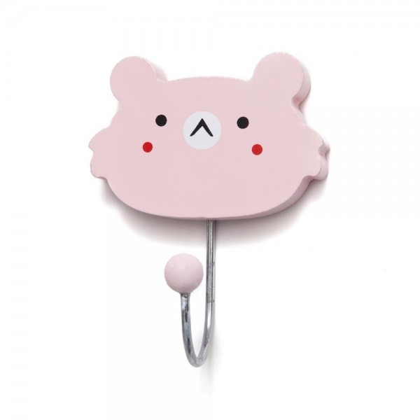 Petit Monkey wooden Hook for kids room - Koala Face Pink