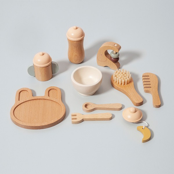 Petit Monkey pretended play - Wooden baby feeding set